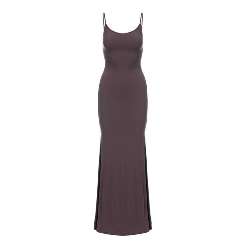 Naked wardrobe Maxi Dress S Chocolate‎ Brown Stretch Casual Bodycon Casual